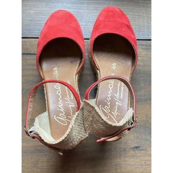 Gaimo Espadrilles Womens Suede Red Wedge Heel Size‎ 39 US 8.5 UK 6 Made in Spain - Picture 5 of 10